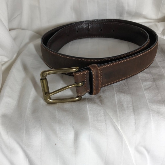 Roundtree & Yorke Oiled Chamois Cowhide Brown Leather Belt SZ 36 - Picture 1 of 4